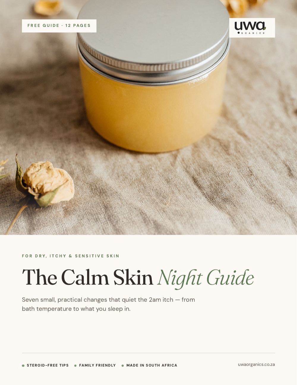 The Calm Skin Night Guide: a free 12-page guide for dry, itchy and sensitive skin